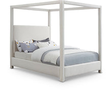 Emerson Cream Linen Textured Fabric Full Bed