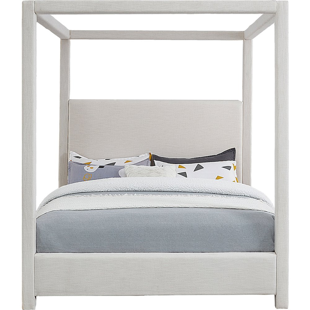 Emerson Cream Linen Textured Fabric Full Bed