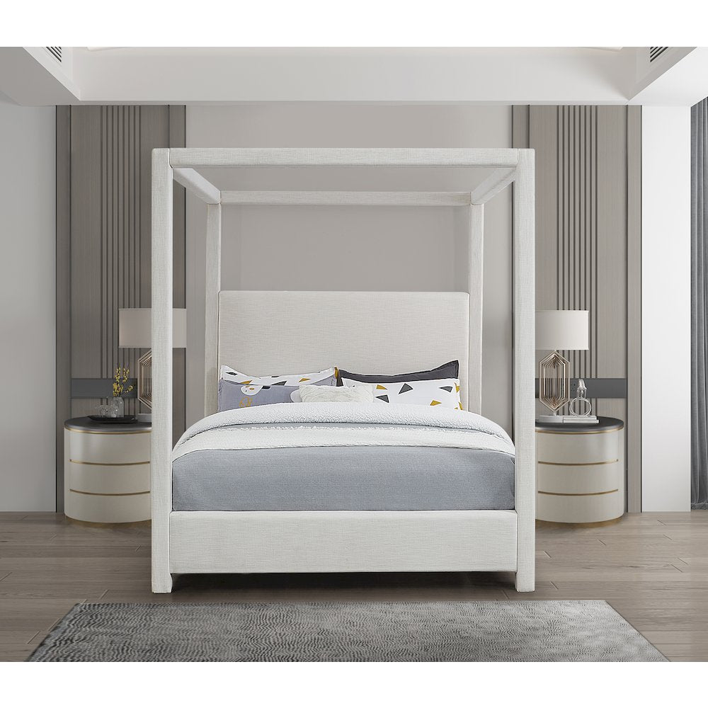 Emerson Cream Linen Textured Fabric Full Bed