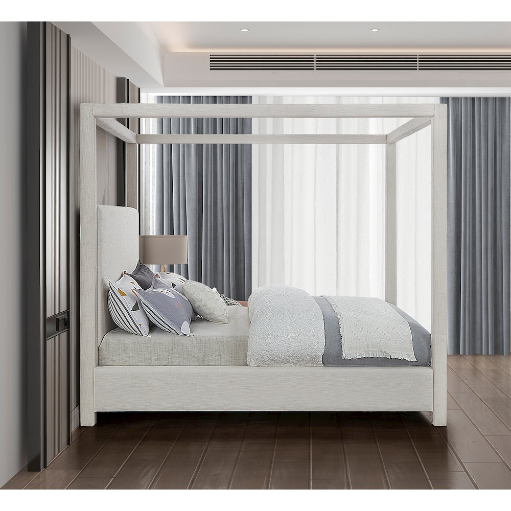 Emerson Cream Linen Textured Fabric Full Bed