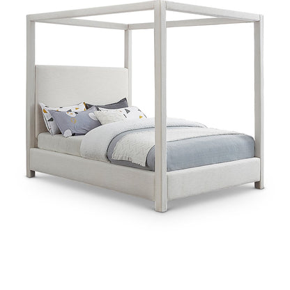 Emerson Cream Linen Textured Fabric King Bed