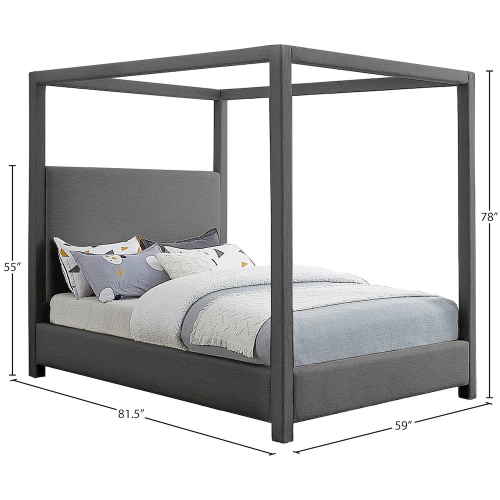 Emerson Grey Linen Textured Fabric Full Bed