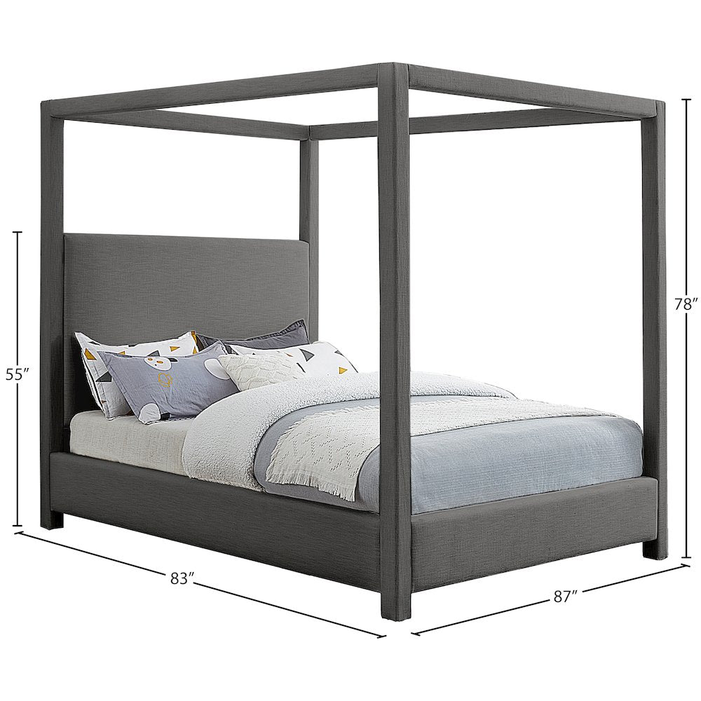 Emerson Grey Linen Textured Fabric King Bed