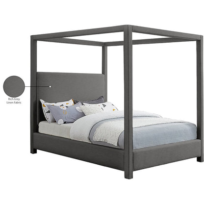 Emerson Grey Linen Textured Fabric King Bed