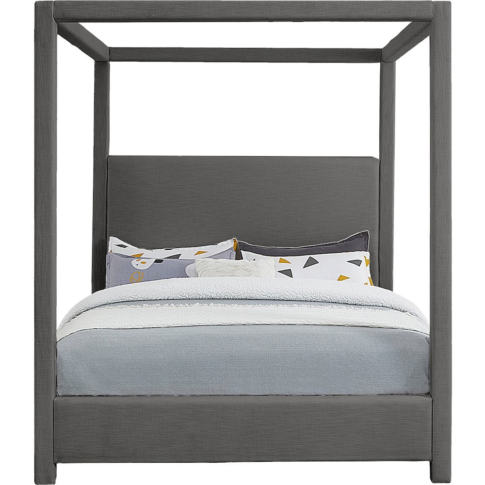Emerson Grey Linen Textured Fabric Queen Bed