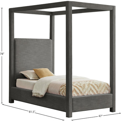 Emerson Grey Linen Textured Fabric Twin Bed