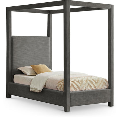 Emerson Grey Linen Textured Fabric Twin Bed