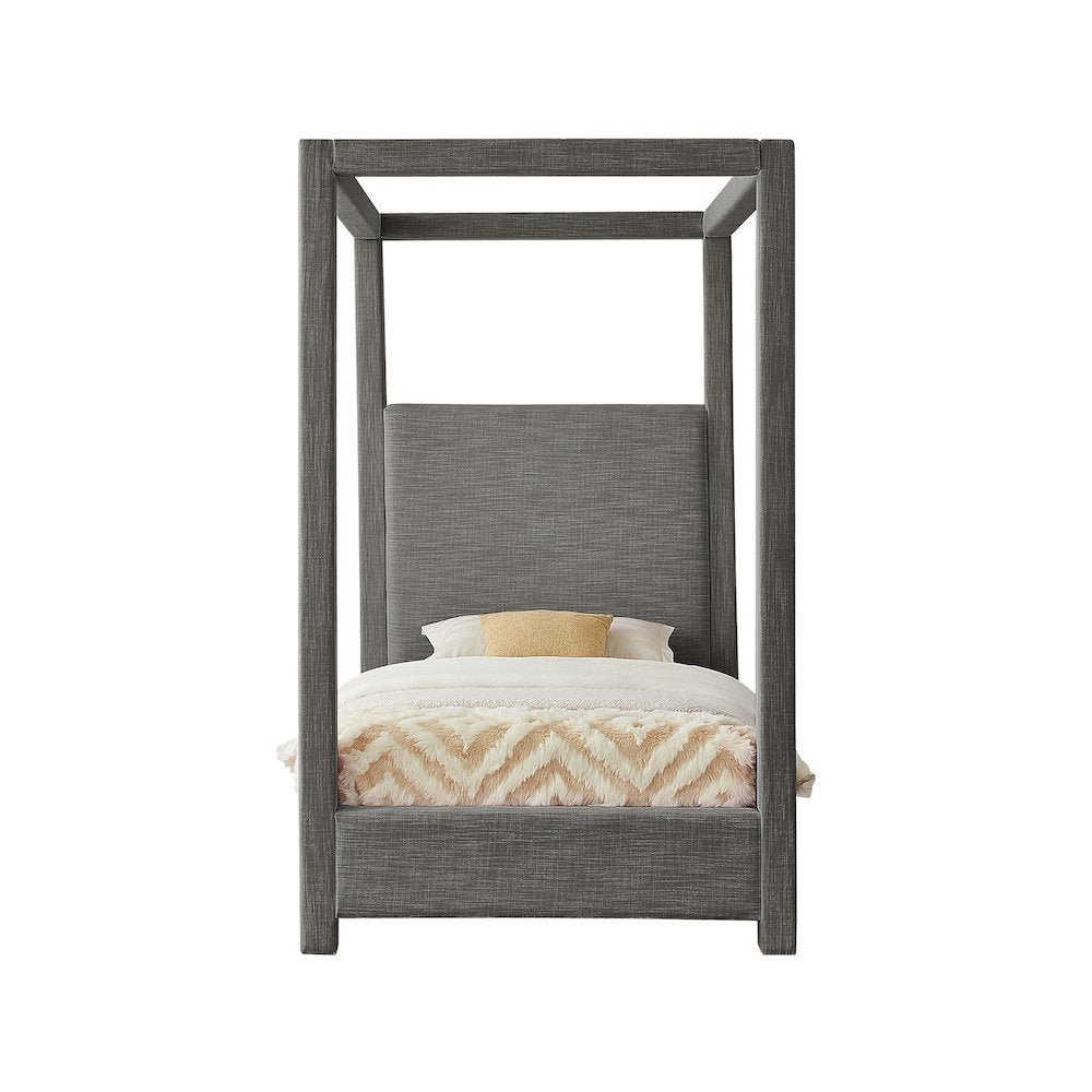 Emerson Grey Linen Textured Fabric Twin Bed