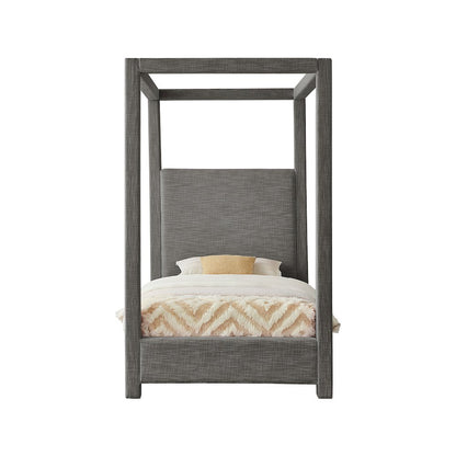 Emerson Grey Linen Textured Fabric Twin Bed