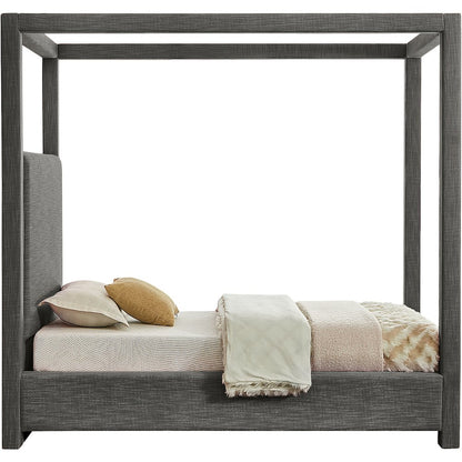Emerson Grey Linen Textured Fabric Twin Bed