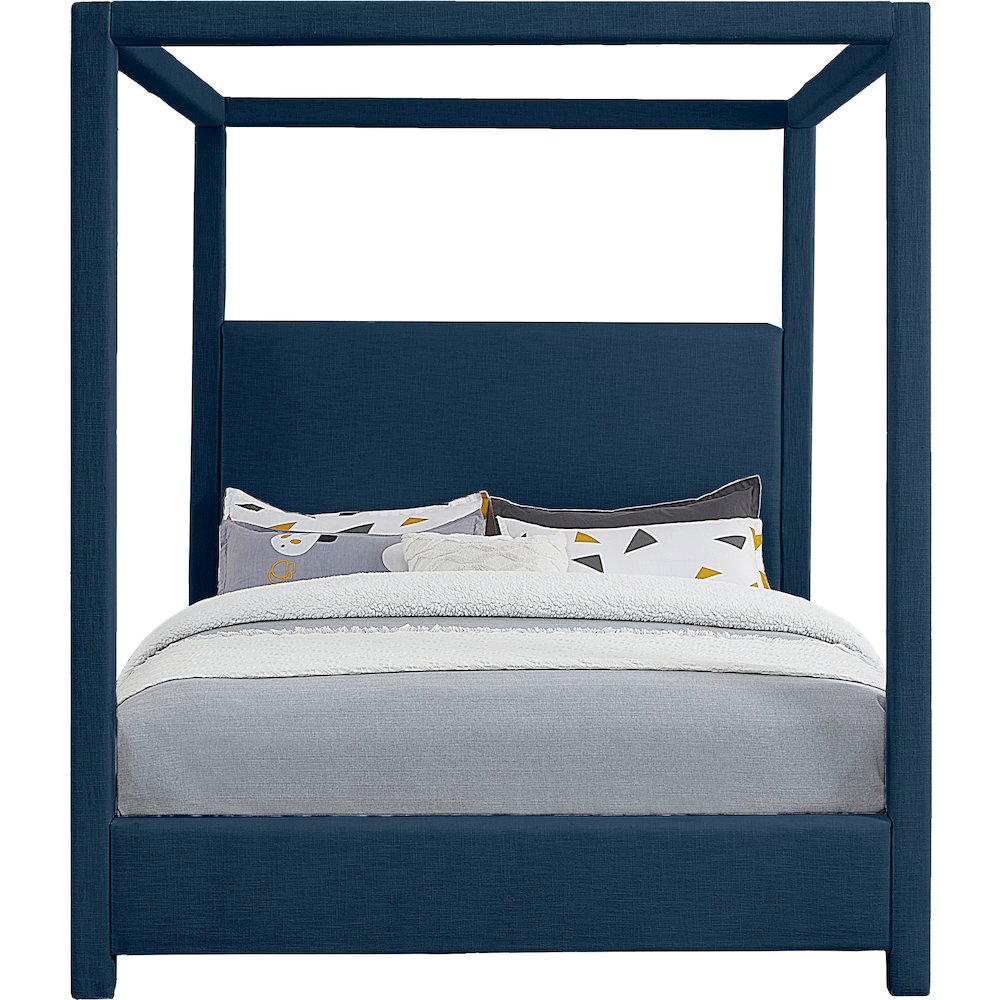 Emerson Navy Linen Textured Fabric Full Bed