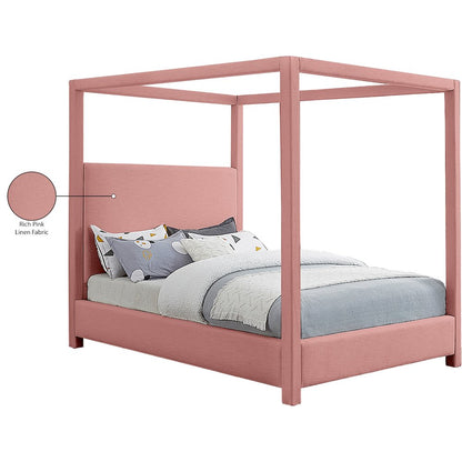 Emerson Light Pink Linen Textured Fabric Full Bed