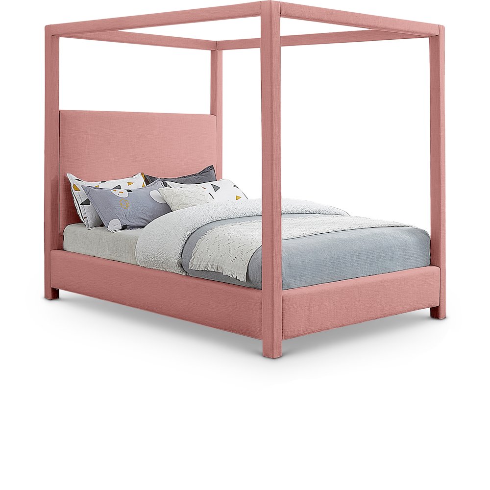 Emerson Light Pink Linen Textured Fabric Full Bed