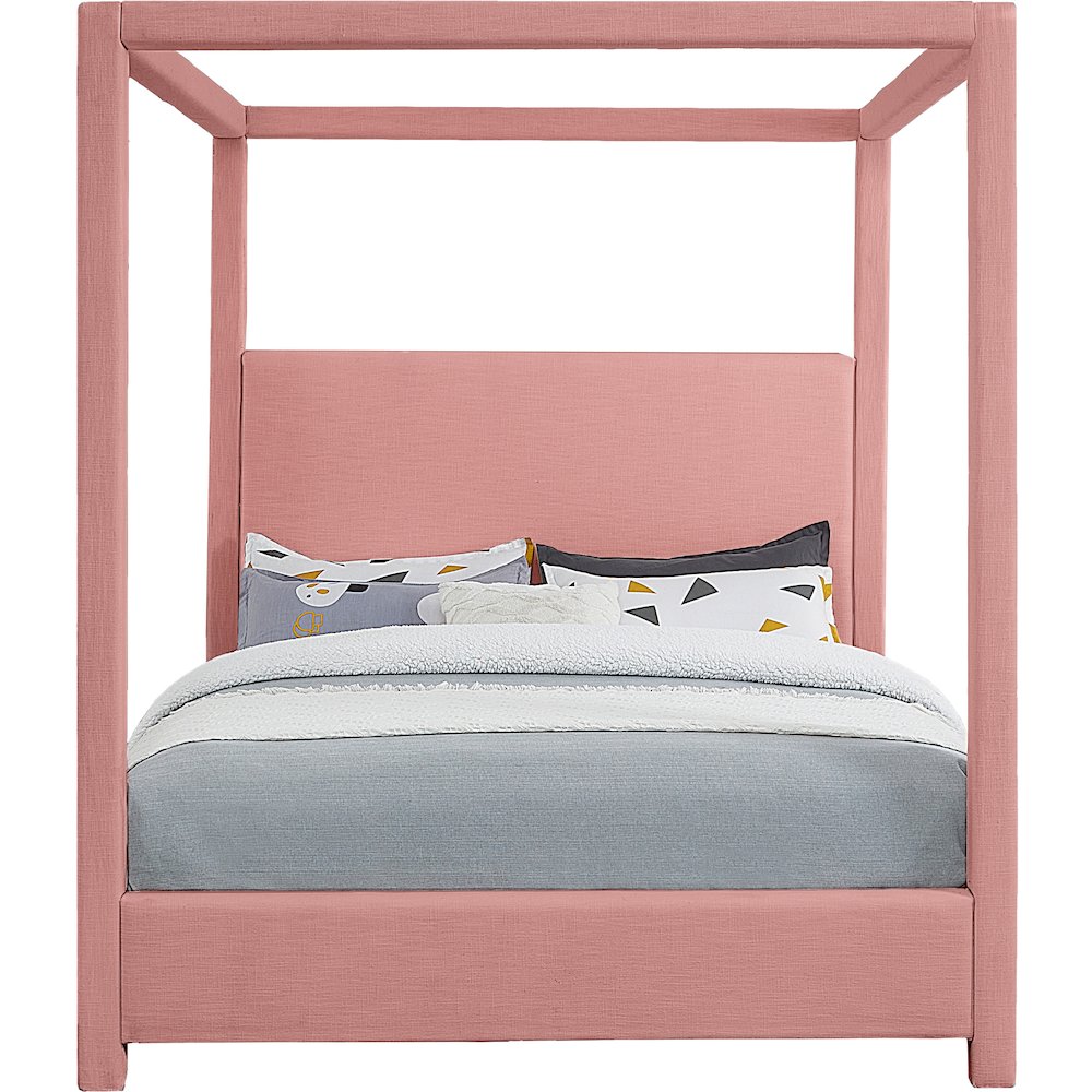 Emerson Light Pink Linen Textured Fabric Full Bed