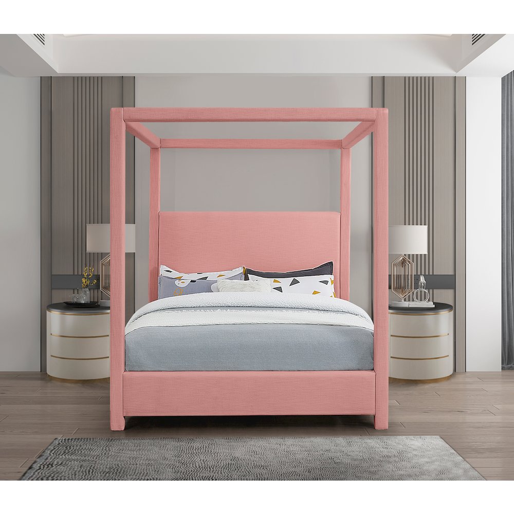 Emerson Light Pink Linen Textured Fabric Full Bed