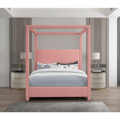 Emerson Light Pink Linen Textured Fabric Full Bed