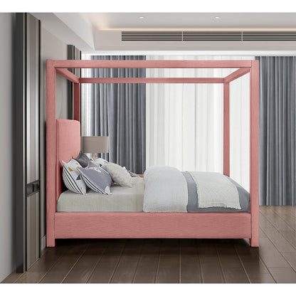 Emerson Light Pink Linen Textured Fabric Full Bed