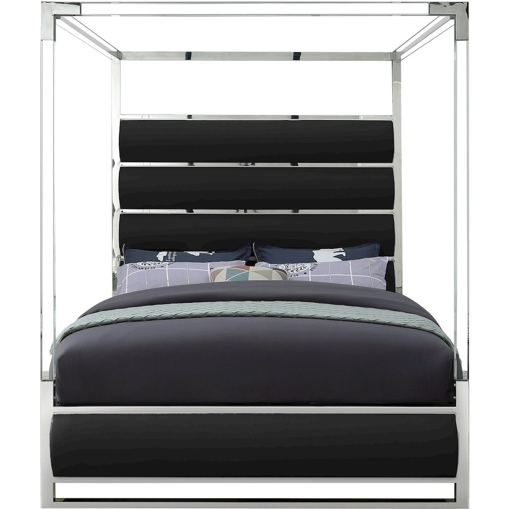 Encore Black Vegan Leather Queen Bed