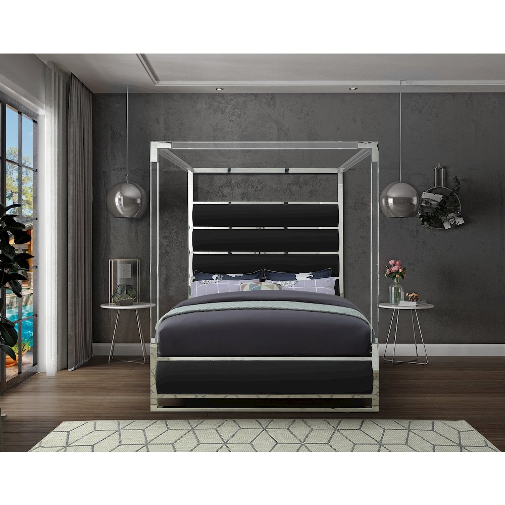 Encore Black Vegan Leather Queen Bed