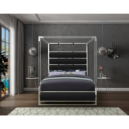 Encore Black Vegan Leather Queen Bed