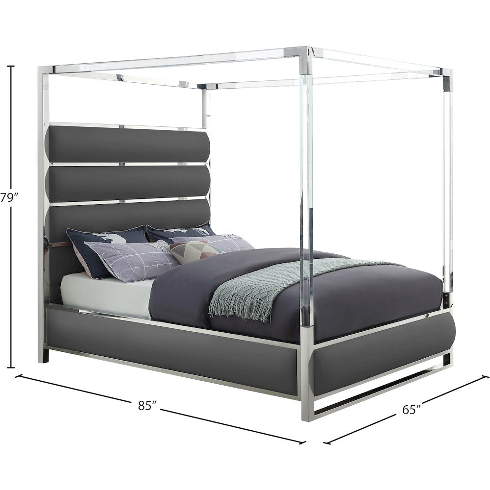 Encore Grey Vegan Leather Queen Bed