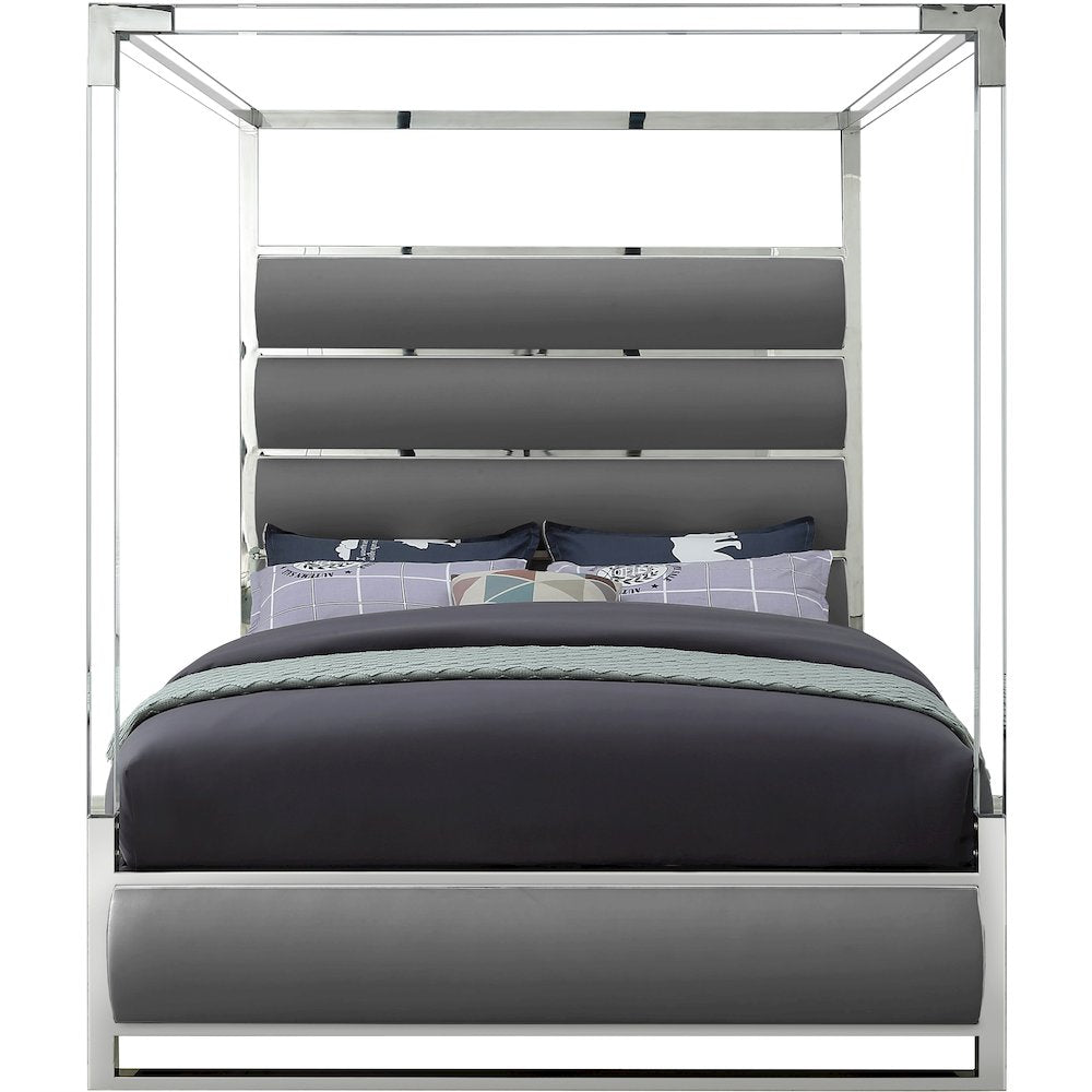 Encore Grey Vegan Leather Queen Bed