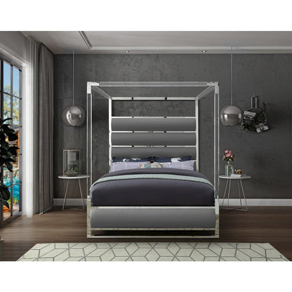 Encore Grey Vegan Leather Queen Bed