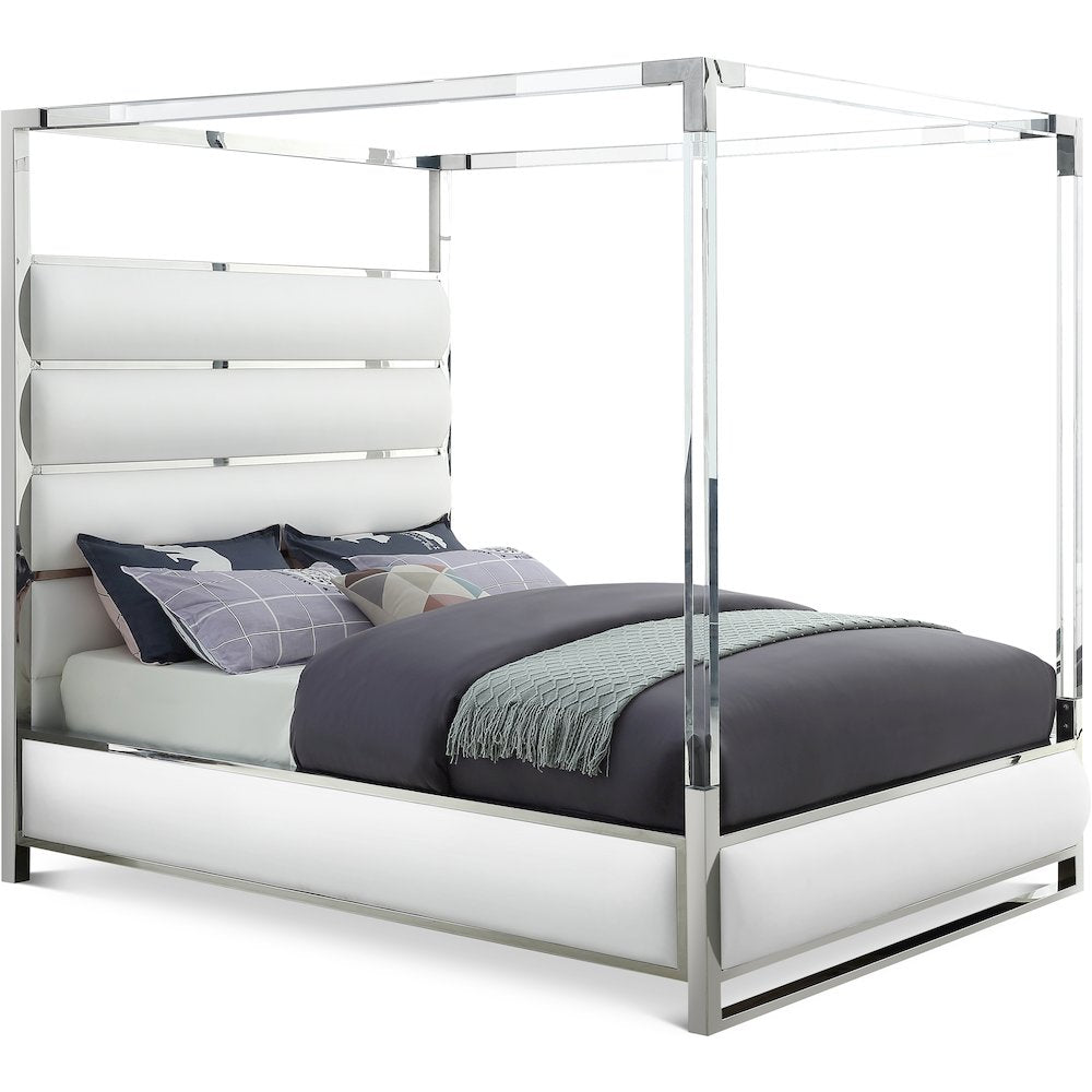 Encore White Vegan Leather King Bed