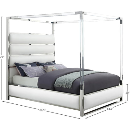 Encore White Vegan Leather Queen Bed