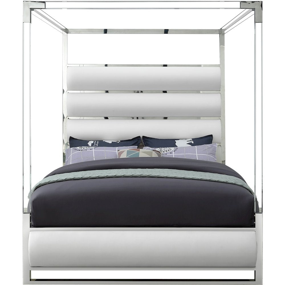 Encore White Vegan Leather Queen Bed
