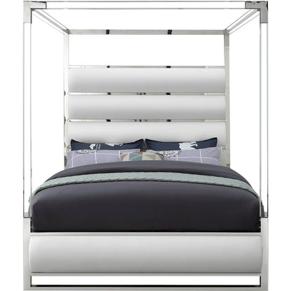 Encore White Vegan Leather Queen Bed