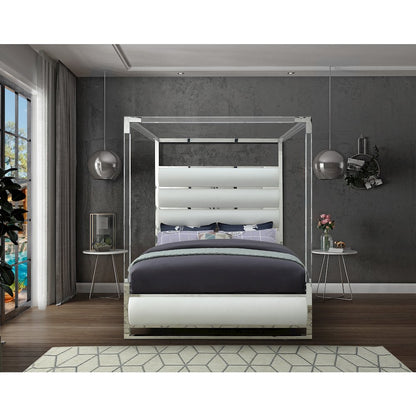 Encore White Vegan Leather Queen Bed