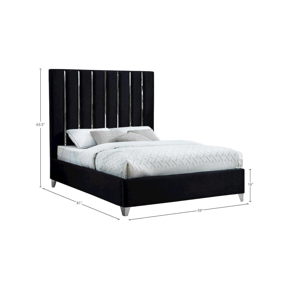 Enzo Black Velvet Full Bed