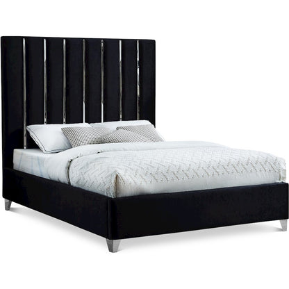 Enzo Black Velvet Queen Bed