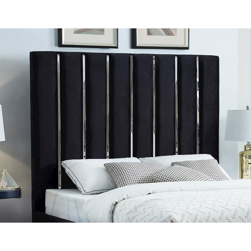 Enzo Black Velvet Queen Bed