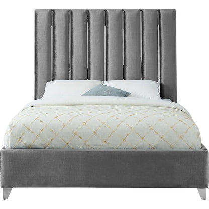 Enzo Grey Velvet King Bed