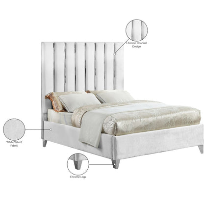 Enzo White Velvet King Bed