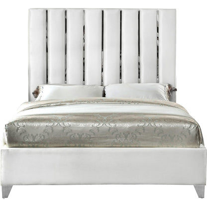 Enzo White Velvet King Bed