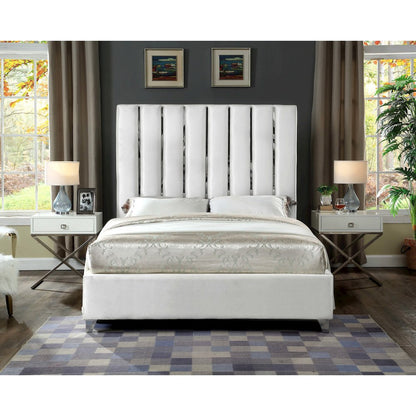 Enzo White Velvet King Bed