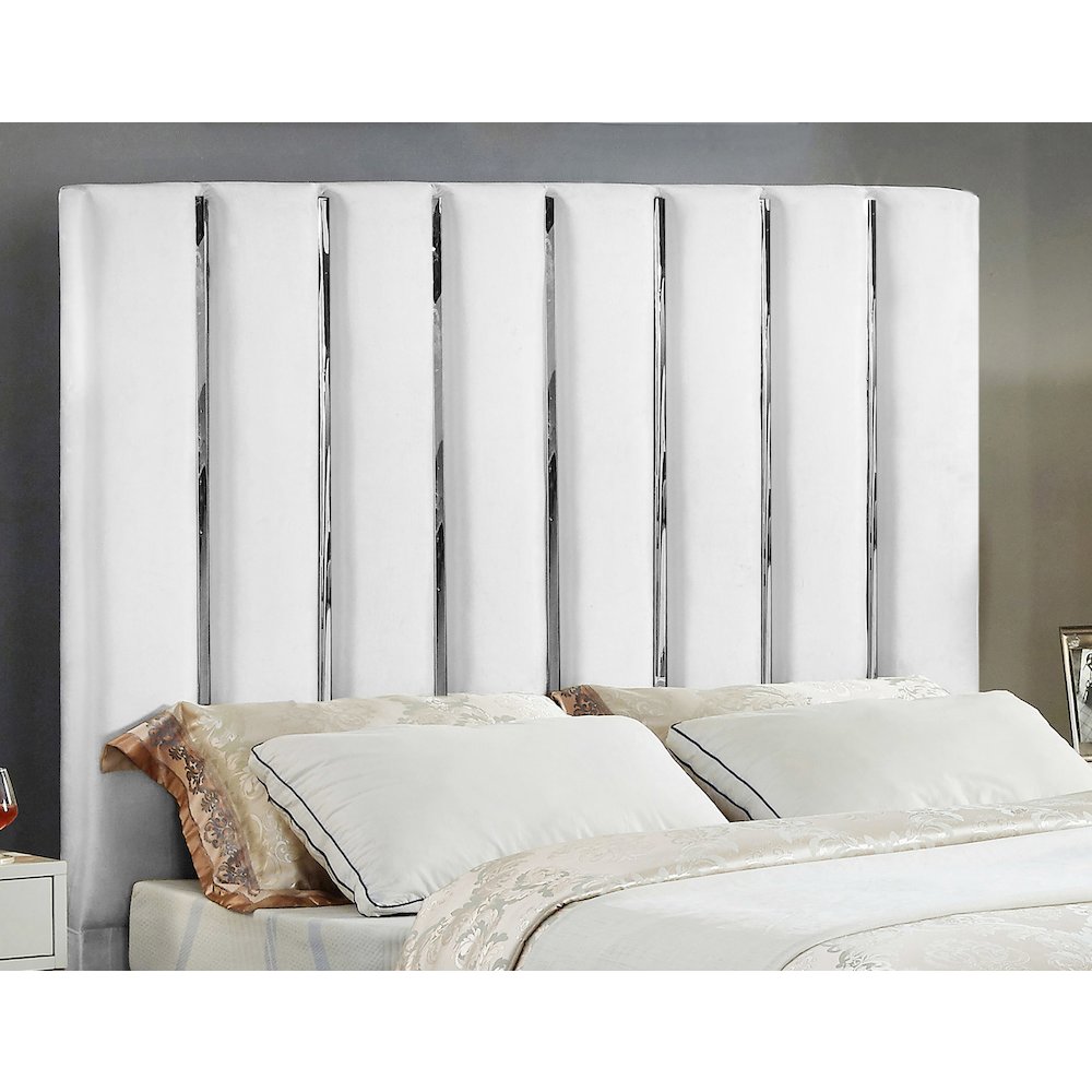 Enzo White Velvet King Bed