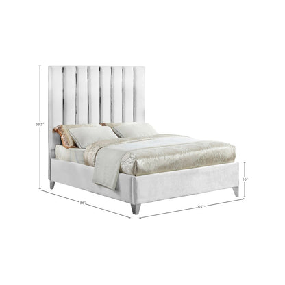 Enzo White Velvet Queen Bed