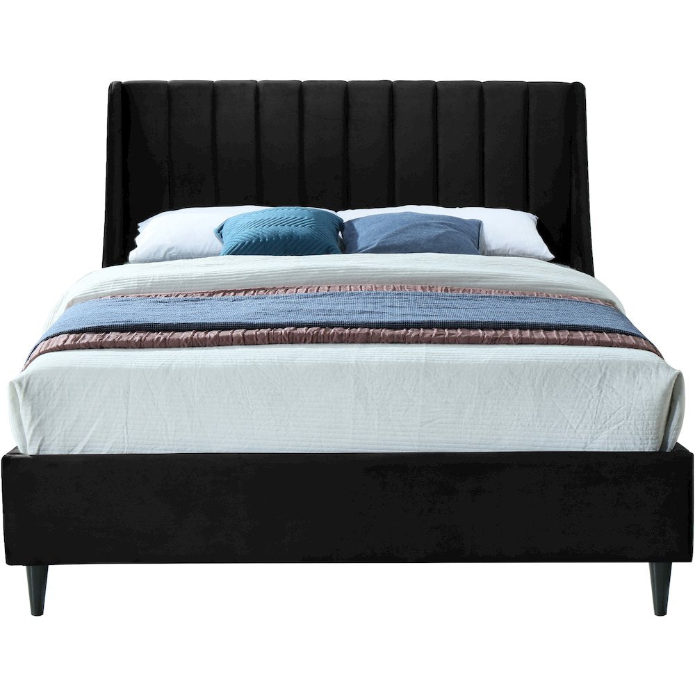 Eva Black Velvet Full Bed