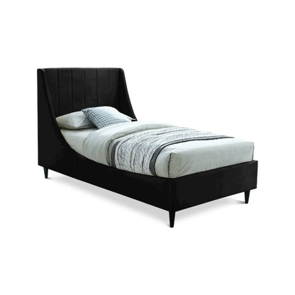 Eva Black Velvet Twin Bed