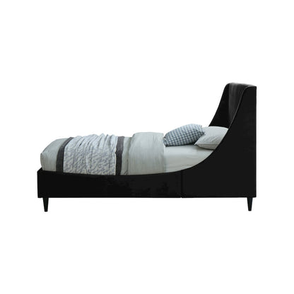 Eva Black Velvet Twin Bed