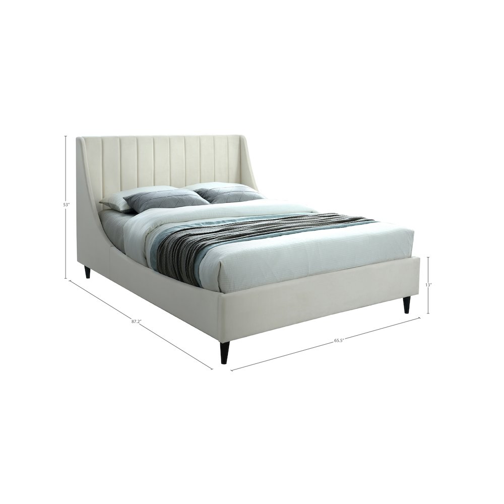 Eva Cream Velvet Queen Bed