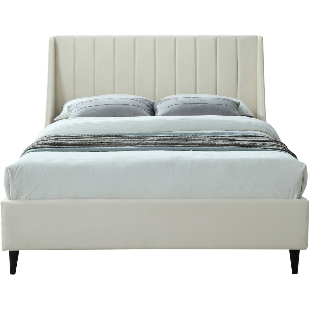 Eva Cream Velvet Queen Bed