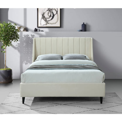 Eva Cream Velvet Queen Bed