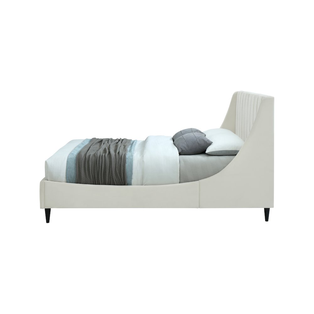 Eva Cream Velvet Queen Bed