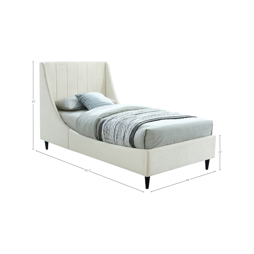 Eva Cream Velvet Twin Bed