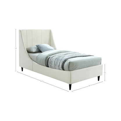 Eva Cream Velvet Twin Bed